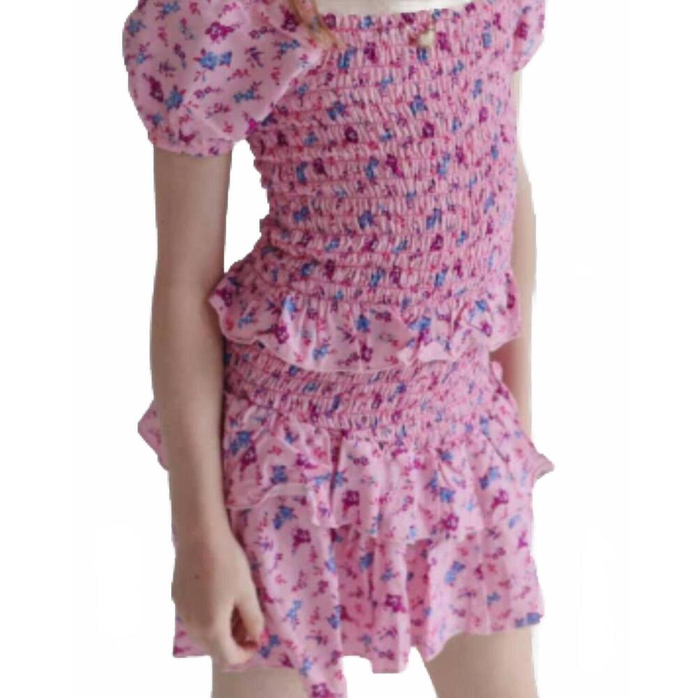 NEW CHERYL CREATIONS girls' smocked ruffle skirt in light pink